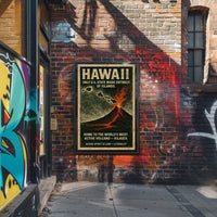 Hawaii Volcano Vintage Adventure Poster Art Print