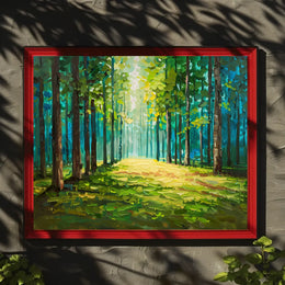 Serene Forest Pathway Impressionistic Art Poster
