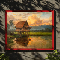 Tropical Sunset Stilt House Art Print Decor
