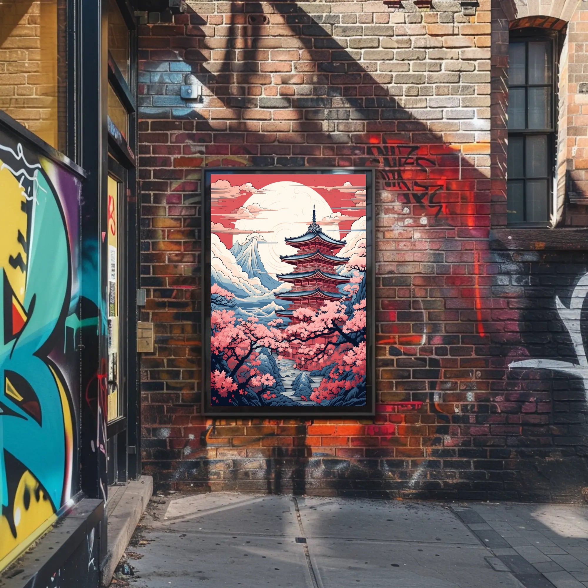 Tranquil Pagoda In Cherry Blossom Poster