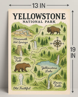 Yellowstone National Park Map Poster PosterGoat