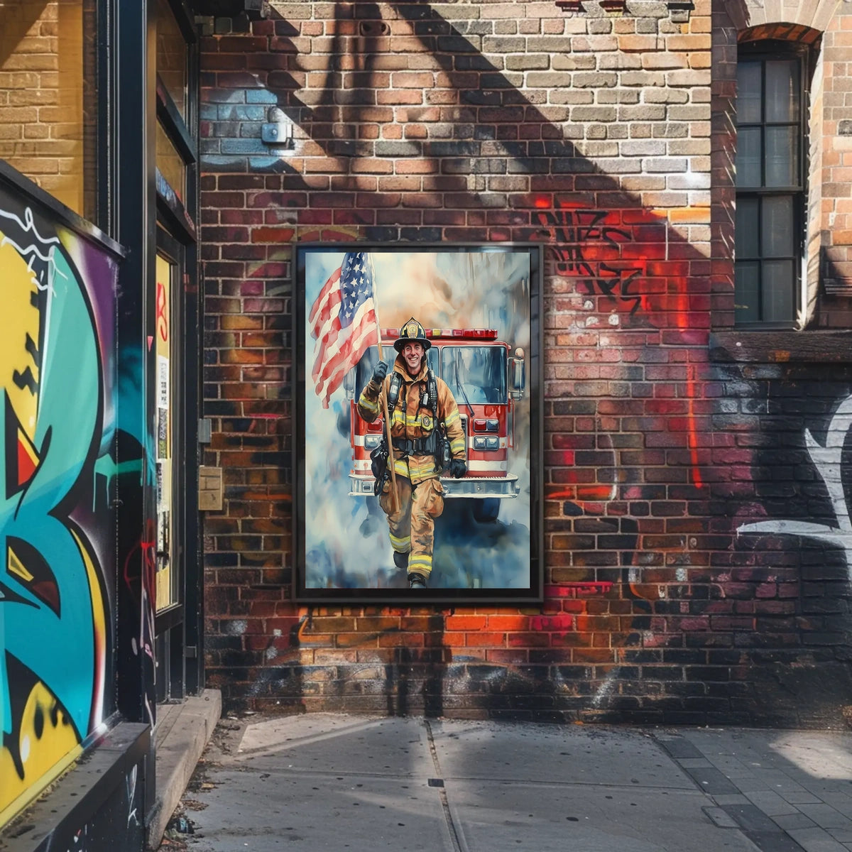 smiling firefighter Poster