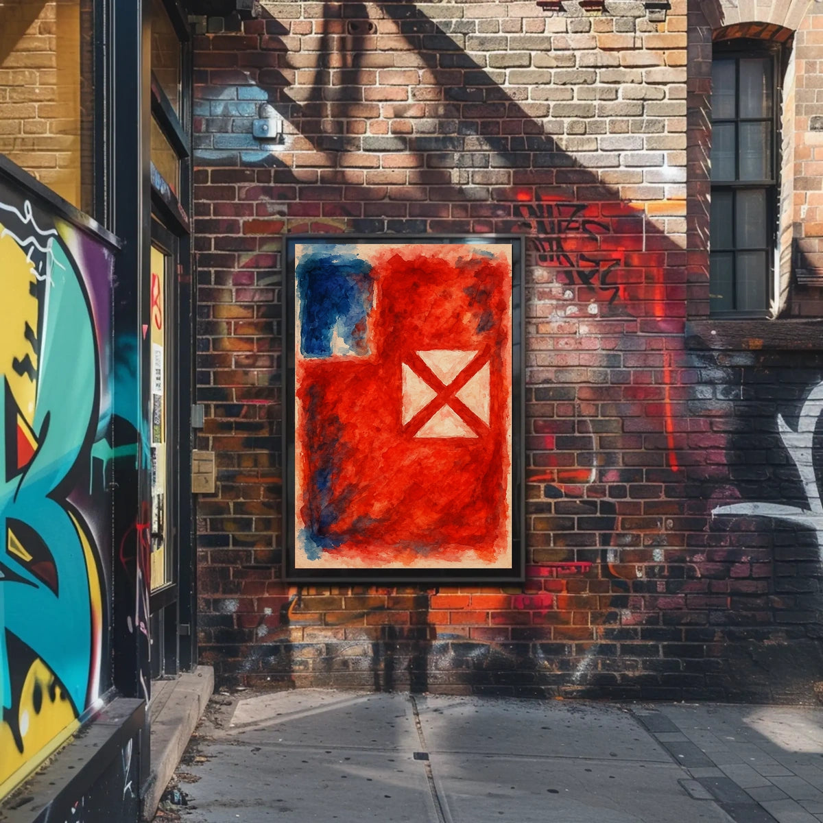 Abstract Red And Blue Composition Poster