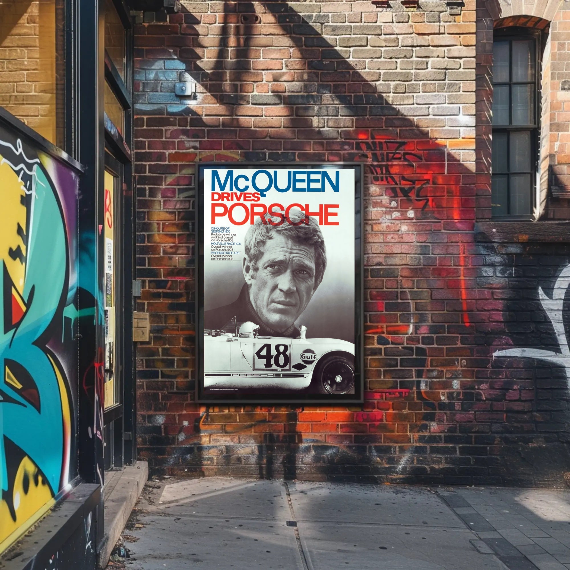 McQueen Drives Porsche Poster