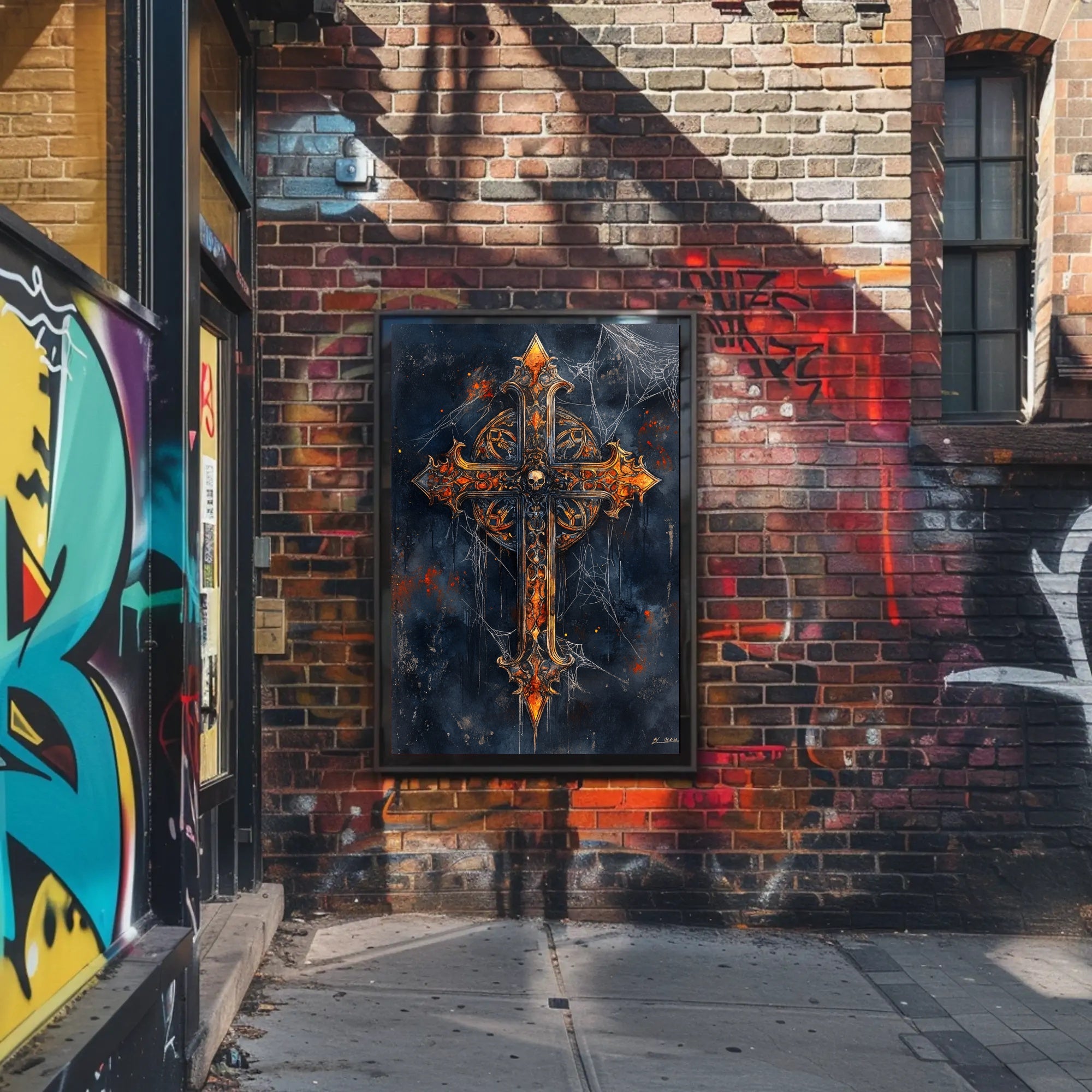 Gothic Cross With Skull Poster