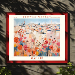 Madrid Flower Market Scene: Urban or Cityscape Poster