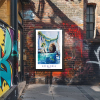 Vibrant Kefalonia Coastal Scene Watercolor - Travel Poster PosterGoat