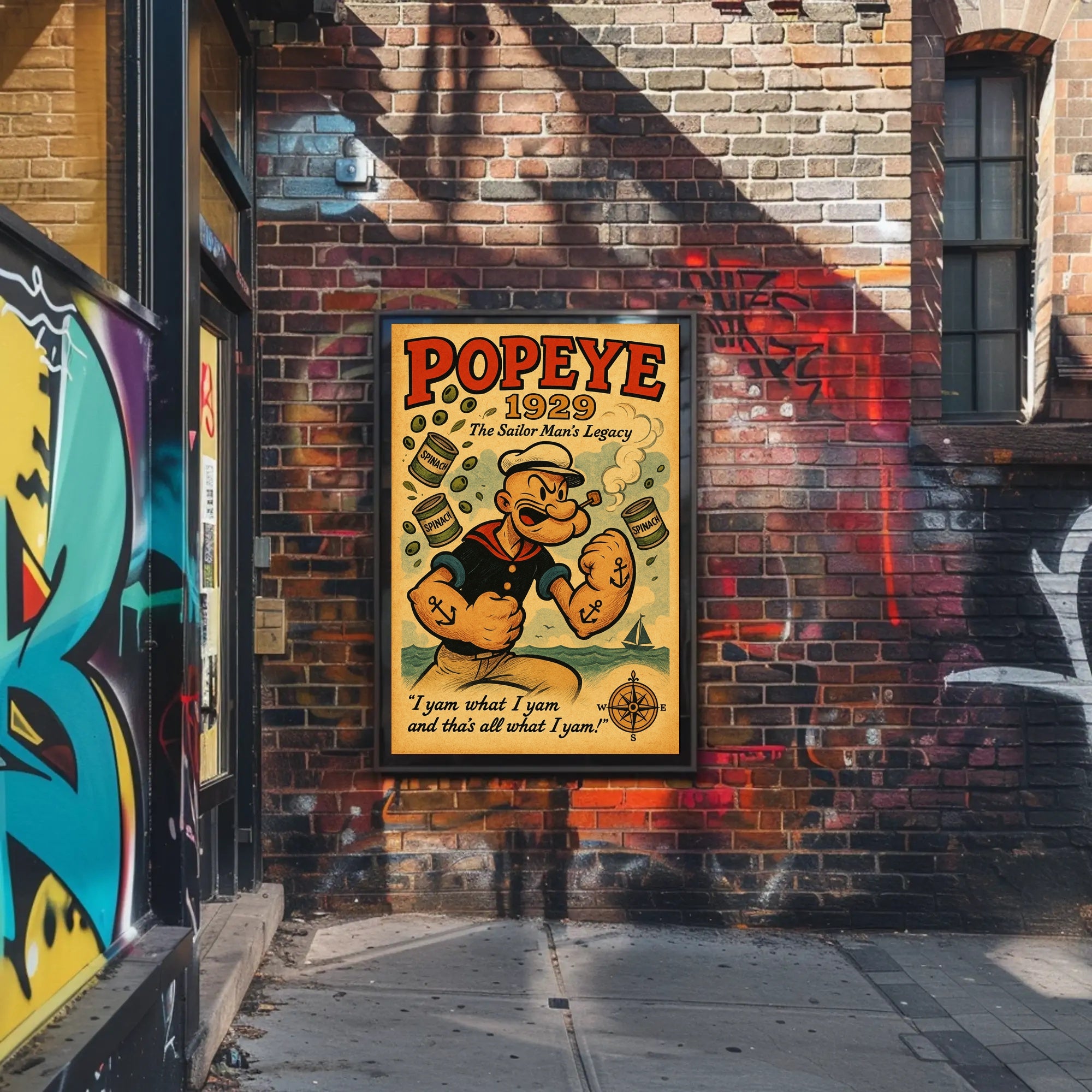 Popeye Vintage Poster Sailor Man Retro Wall Art