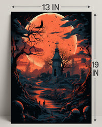 Haunted Moonlit Cemetery Poster