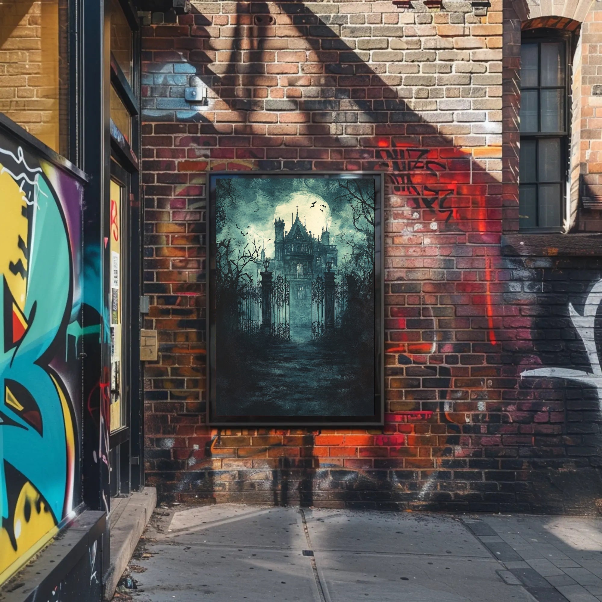 Haunted Manor Under The Moonlight Poster