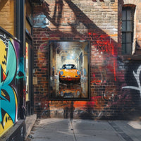 Yellow Sports Car Industrial Garage