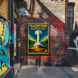 Yellowstone Adventure Vintage National Park Poster