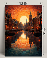 Dreamscape Canal At Sunset Poster