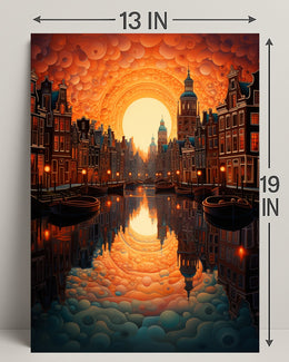 Dreamscape Canal At Sunset Poster