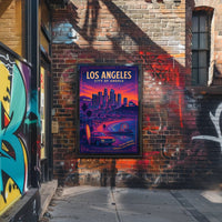 Los Angeles Cityscape Retro Travel Poster