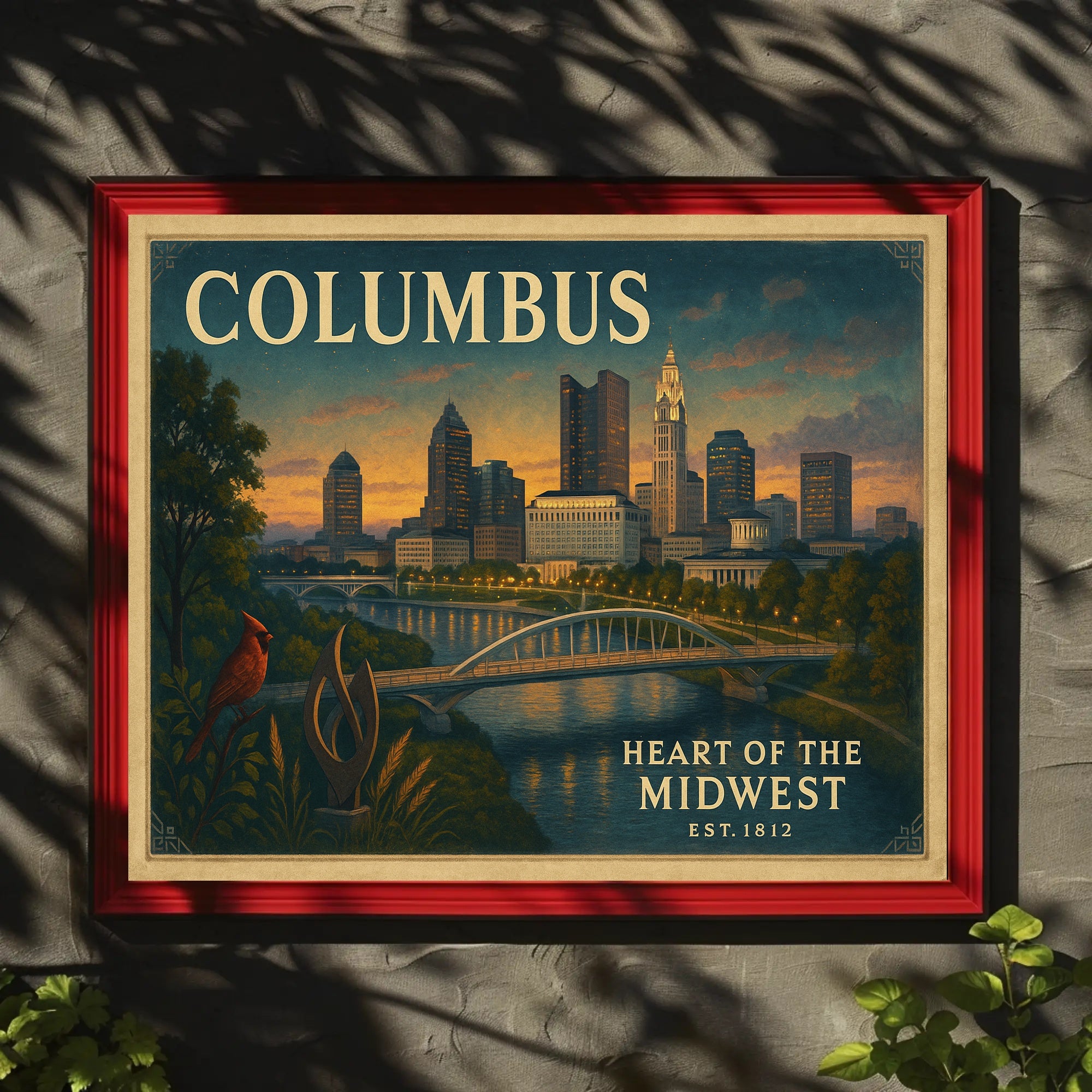 Columbus Skyline Dusk Poster Wall Art