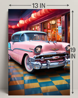 Retro Vibes Classic Car In A Vintage Poster