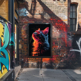 Neon Cat Portrait Poster