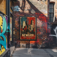 Newark Skyline Cityscape Digital Painting Urban Art Poster