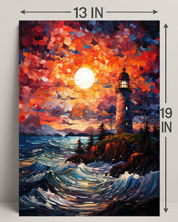 Lighthouse At Sunset Poster
