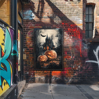 Spooky Gothic Mansion Halloween Scene - Cultural Poster