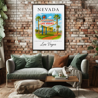 Las Vegas Nevada Welcome Sign Palm Trees Poster Poster