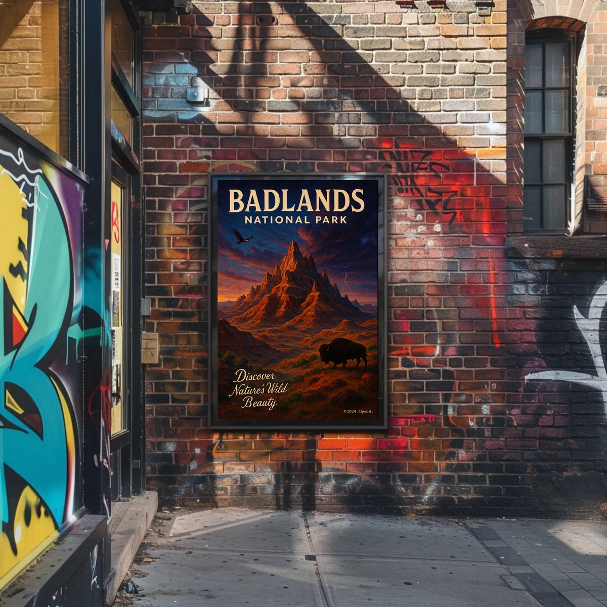 Badlands National Park Vintage Wilderness Poster Art