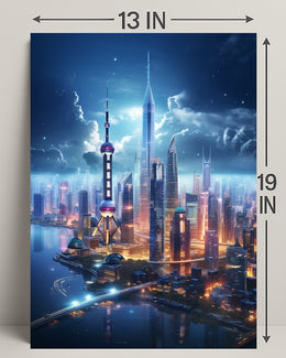 Futuristic Skyline At Twilight Poster