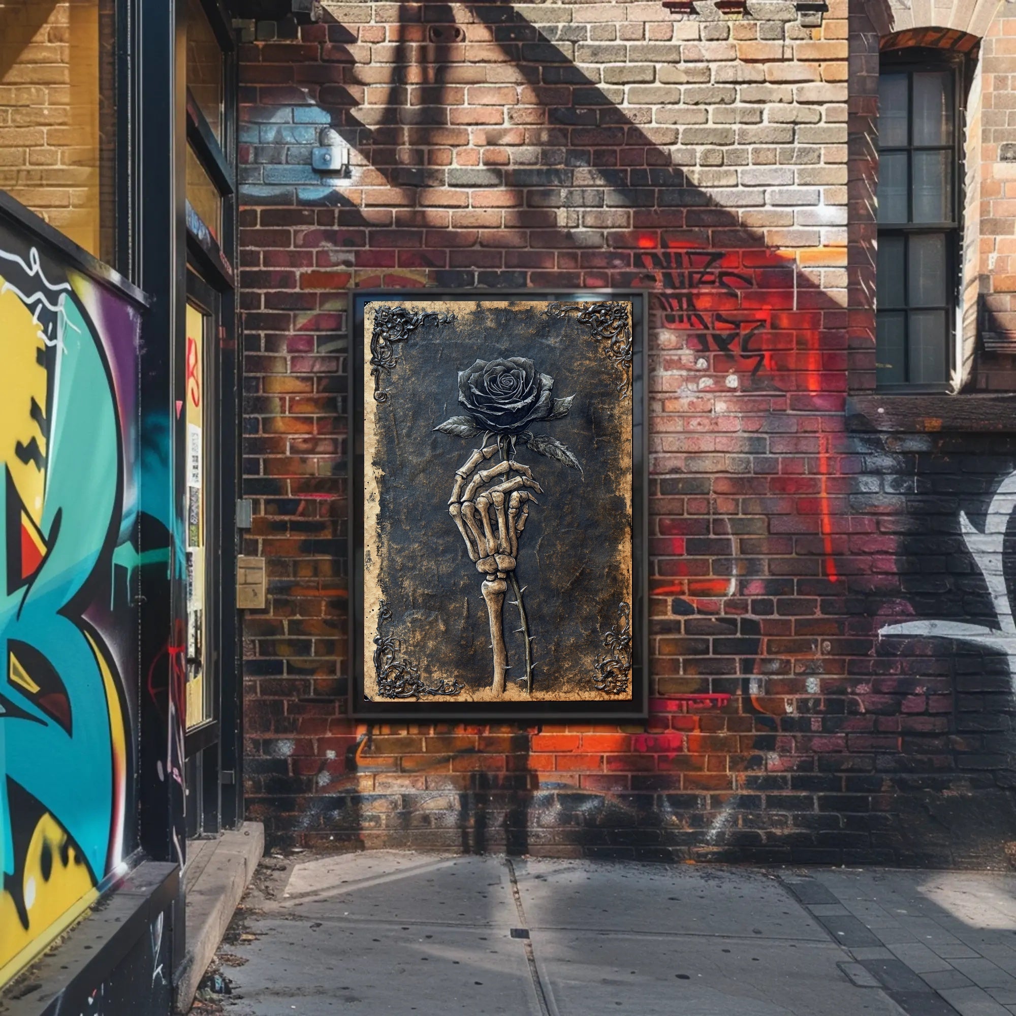 Skeleton Hand With Rose Poster