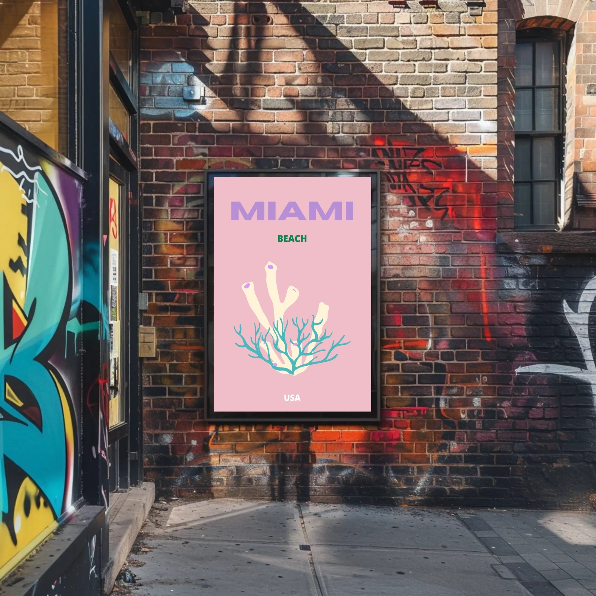 Miami Beach Coral Fantasy Travel Poster PosterGoat