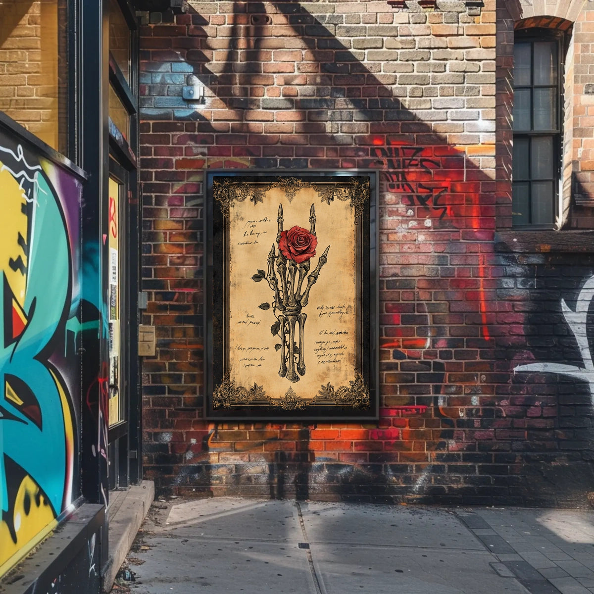 Gothic Rose and Skeleton Hand Artistic or Pop Culture Poster