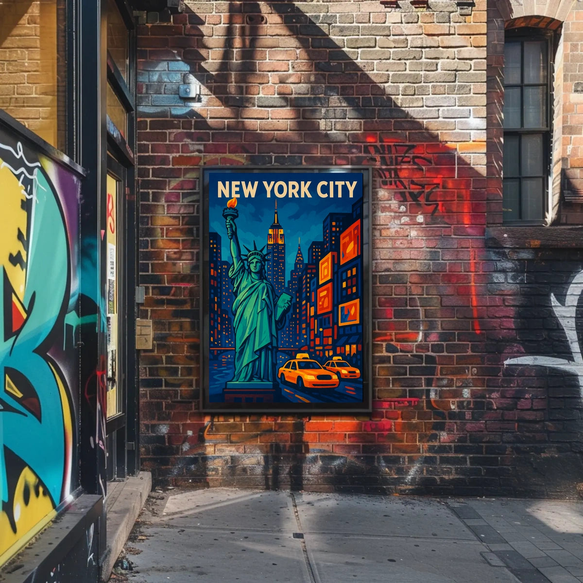 New York City Nights Poster Neon Skyline Wall Art Decor