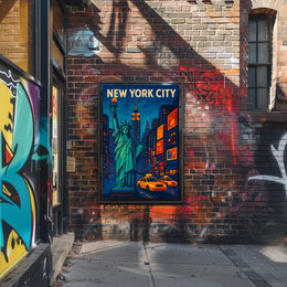 New York City Nights Poster Neon Skyline Wall Art Decor