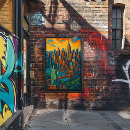 New York City Skyline Poster Vibrant Modern Wall Art
