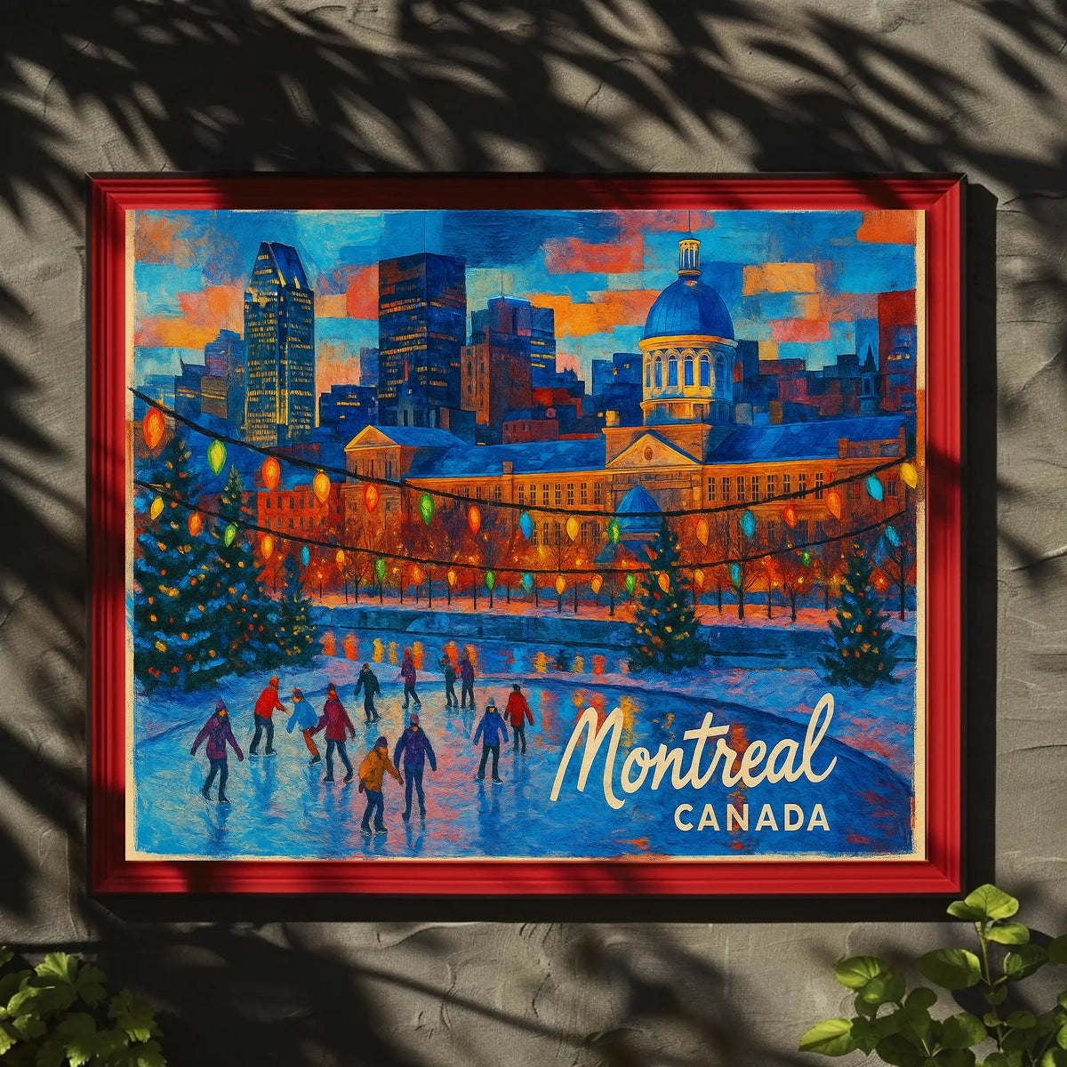 Montreal Cityscape Winter Travel Photography Realism Impressionism Canadian Snowy Urban Landscape Poster