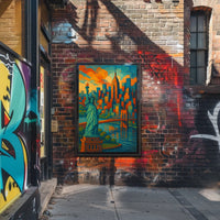 New York City Poster Abstract Vibrant Skyline Wall Art