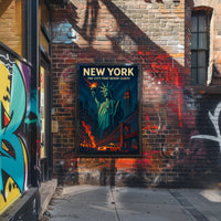 New York Skyline Vintage Travel Poster