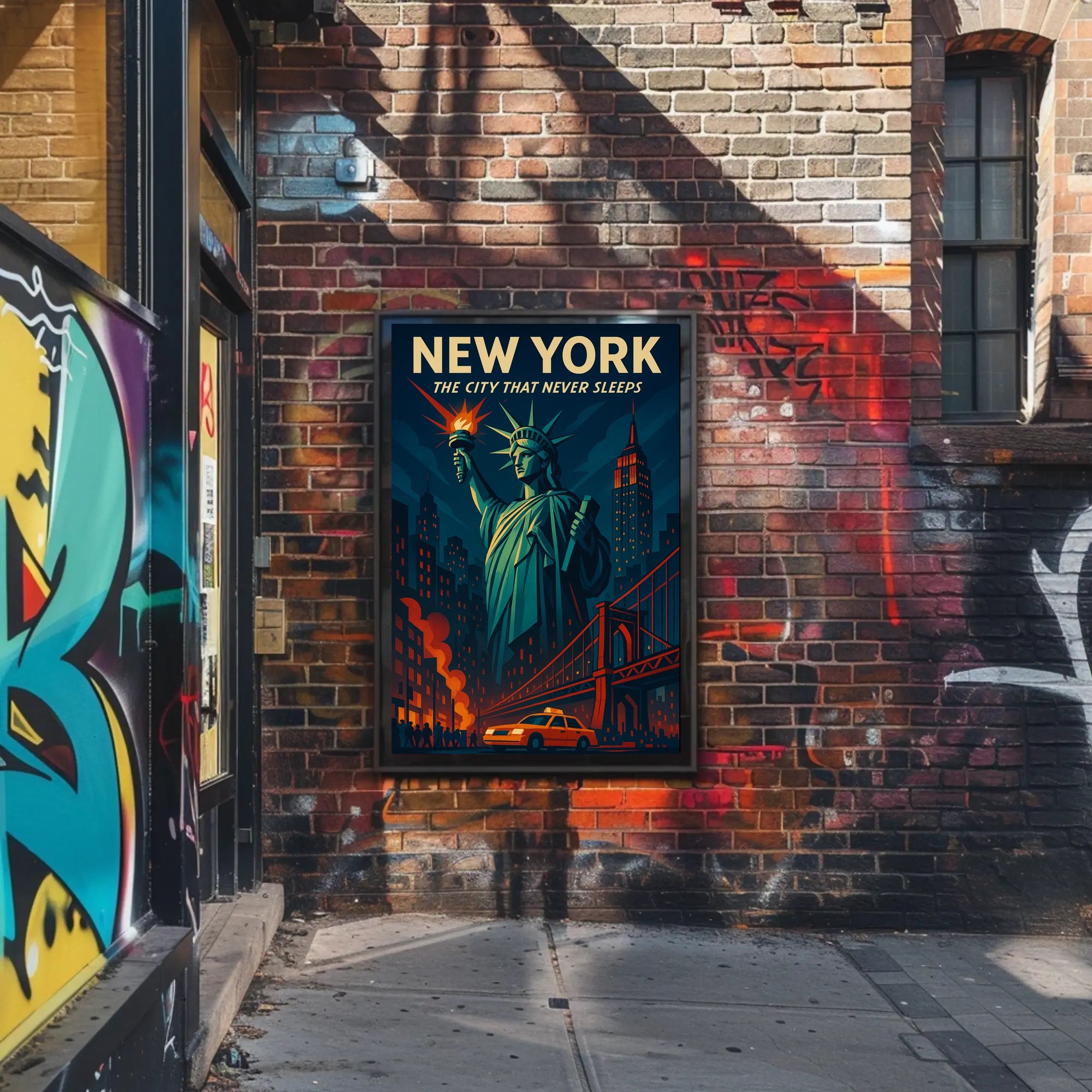 New York Skyline Vintage Travel Poster