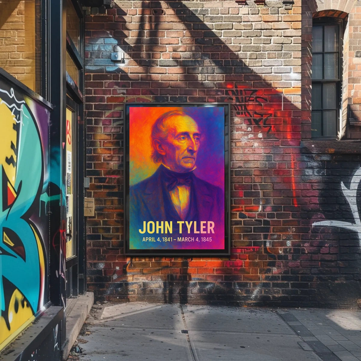 John Tyler 10th President of the United States Neon Gradient OverlayPoster
