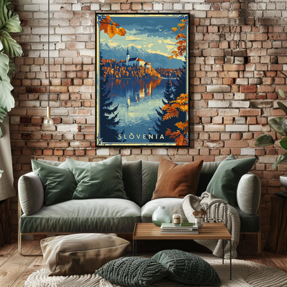 Autumn Lake Bled Slovenia Travel Poster