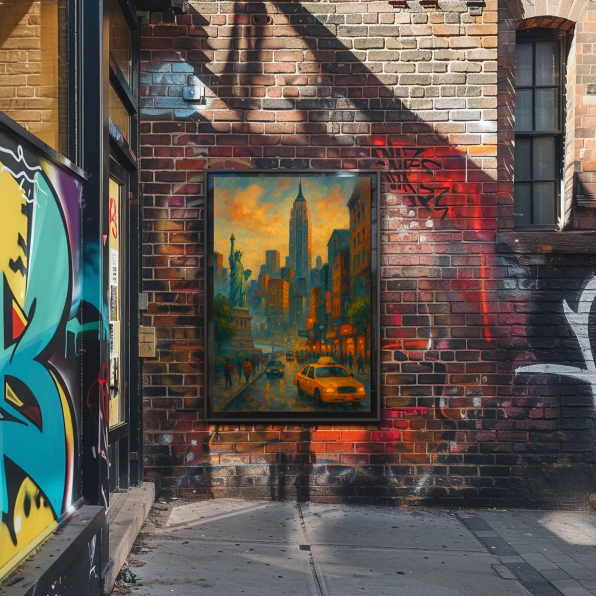 New York City Dusk Urban Scene Poster Modern Wall Art