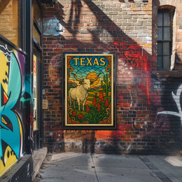 Texas Stained Glass Landscape Poster