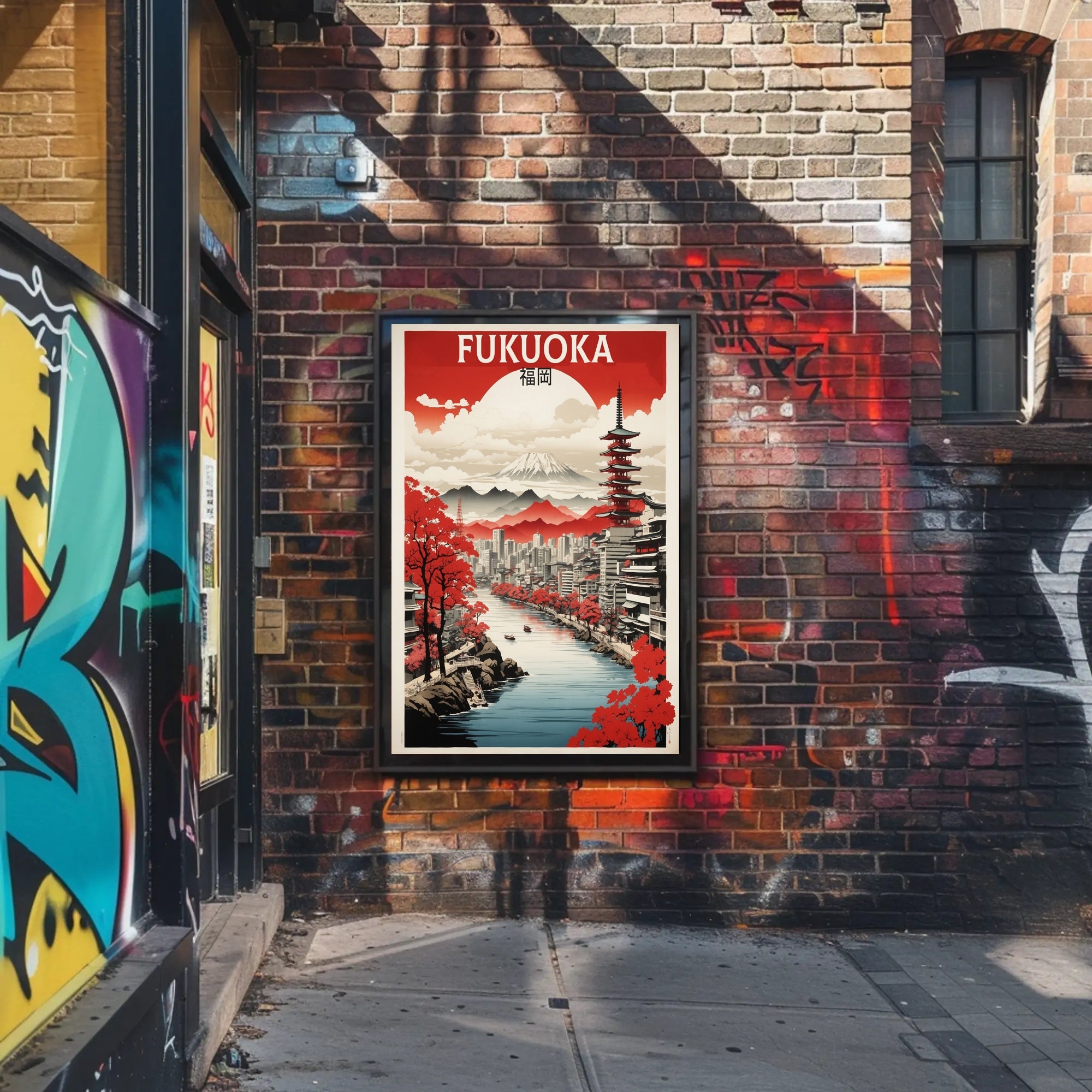 Fukuoka Cityscape Art Print Japanese Travel Poster
