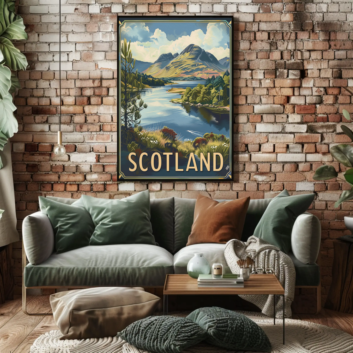 Scotland Highland Lake and Mountain Travel Poster