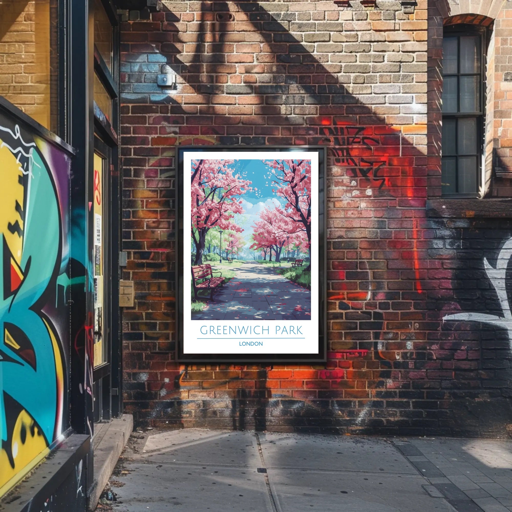 Greenwich Park Serenity Cherry Blossom Travel Poster