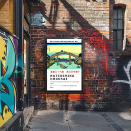 Katsushika Hokusai Under the Mannen Bridge at Fukagawa Poster