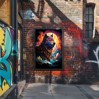 Majestic Wolf Psychedelic Landscape Art Poster