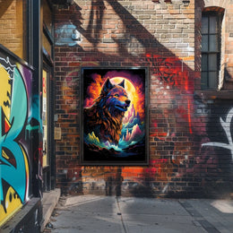 Majestic Wolf Psychedelic Landscape Art Poster
