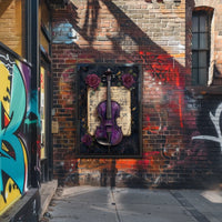 Artistic Purple Violin and Flowers Abstract Poster