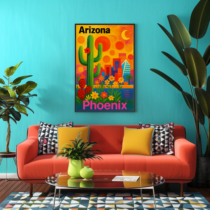 Arizona Phoenix Skyline Vintage Travel Poster Art